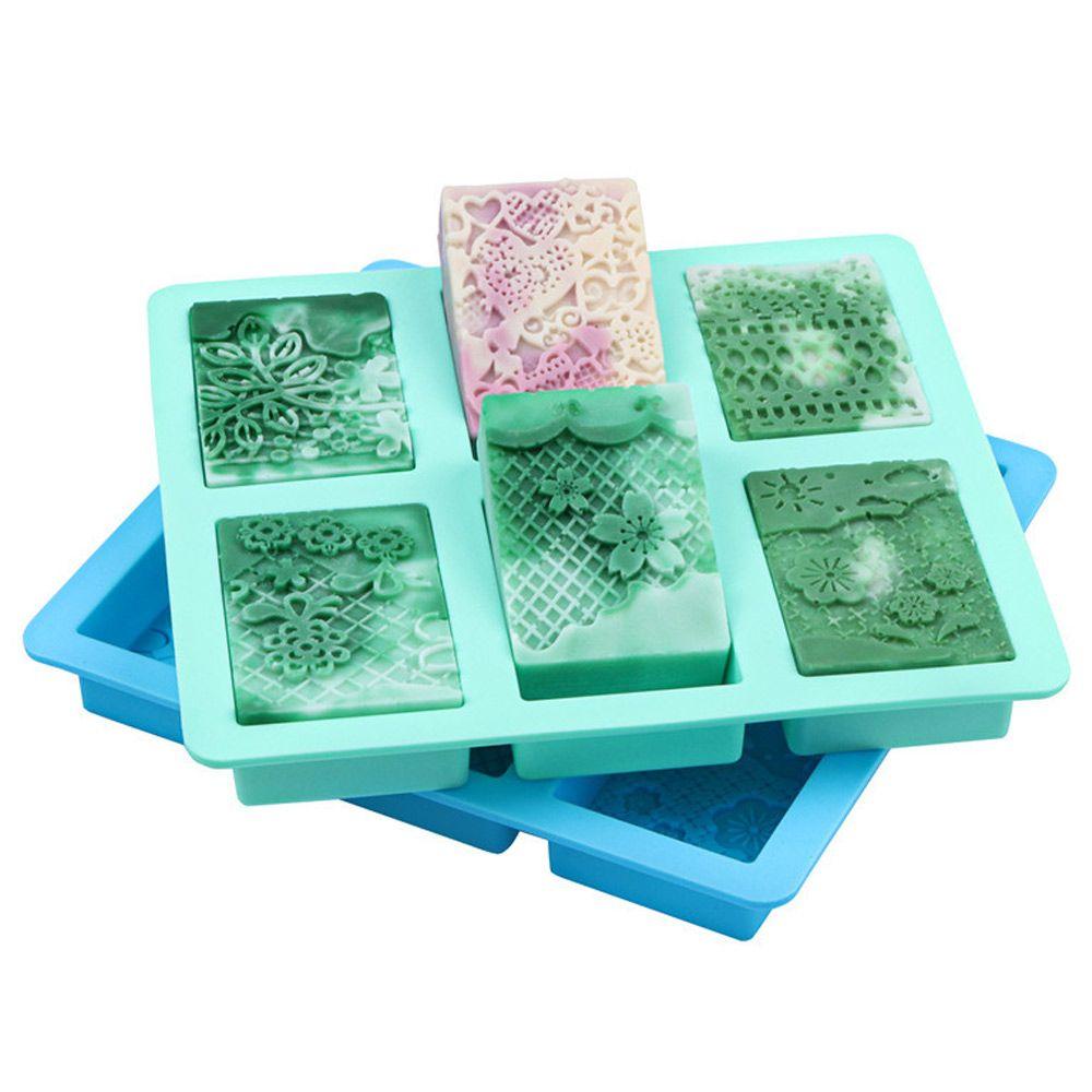 Khuôn Silicone Làm Xà Phòng 6 Ngăn Tạo Họa Tiết 3D DIY