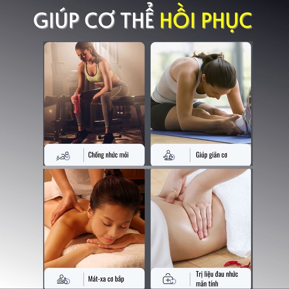 Súng massage cầm tay mini 4 đầu 12 chế độ đấm lưng mát xa trị liệu METAMO mátxa cổ vai gáy massage xung điện