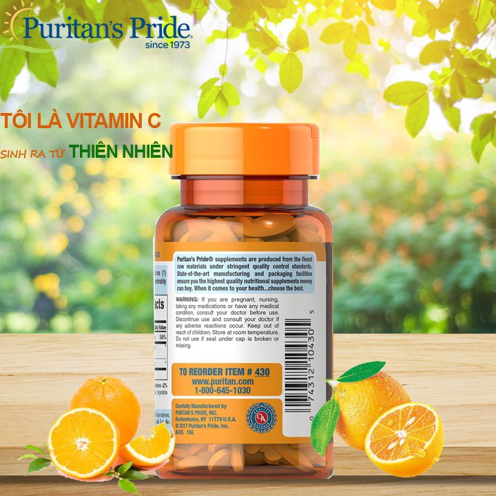 Viên uống bổ sung vitamin C của Puritan's Pride - Vitamin C 500mg 100 viên