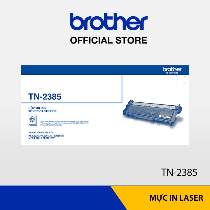 [Mã ELMALL1TR giảm 5% đơn 3TR] Combo Máy in laser (có Fax) Brother MFC-L2701D &amp; Mực in laser trắng đen Brother TN-2385