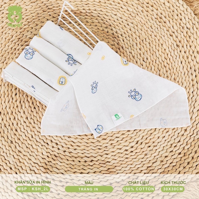 Khăn sữa in hình Mipbi cao cấp 2 lớp 100% cotton tự nhiên KSH