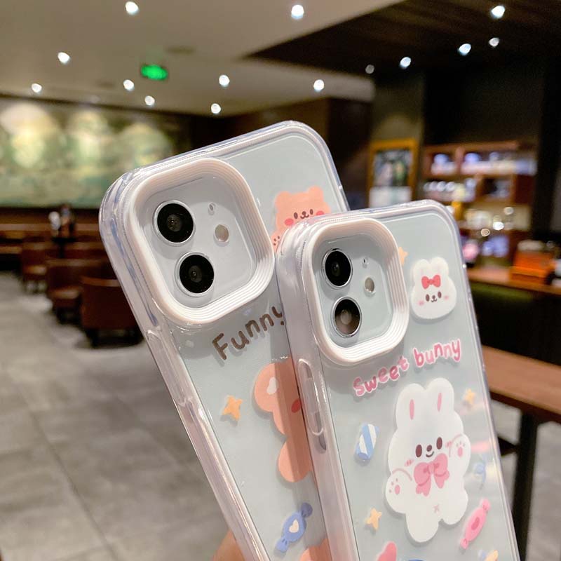 Ốp Điện Thoại Mềm Chống Sốc In Hình Gấu 3 Trong 1 Cho iPhone 13 12 11 Pro Promax 7 8 Plus X XR XSMax SE