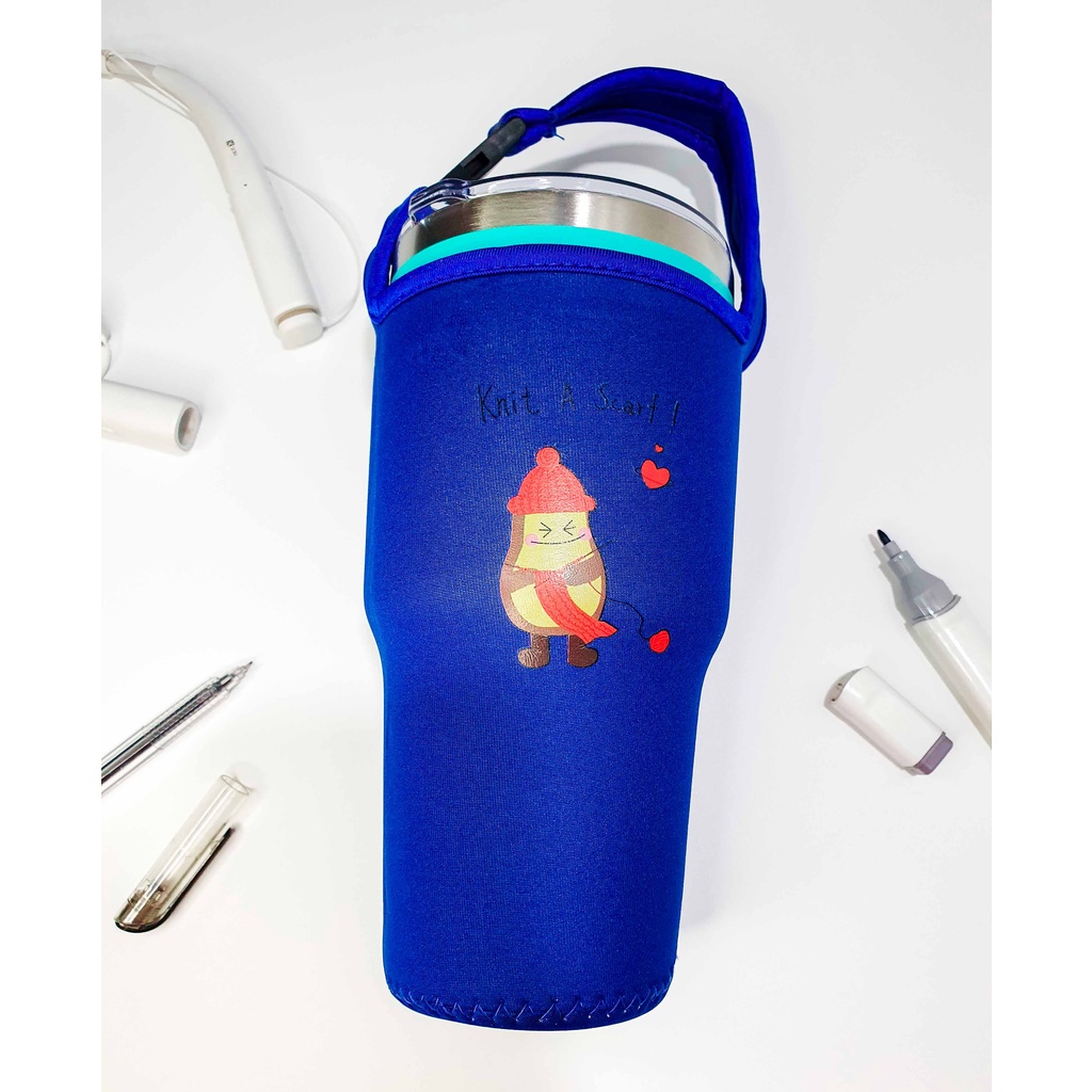 Túi Đựng Bình Giữ Nhiệt SEFREE 900ml Cao Cấp Nhiều Màu Dễ Thương Vải Co Giãn Nút Cài Tiện Lợi