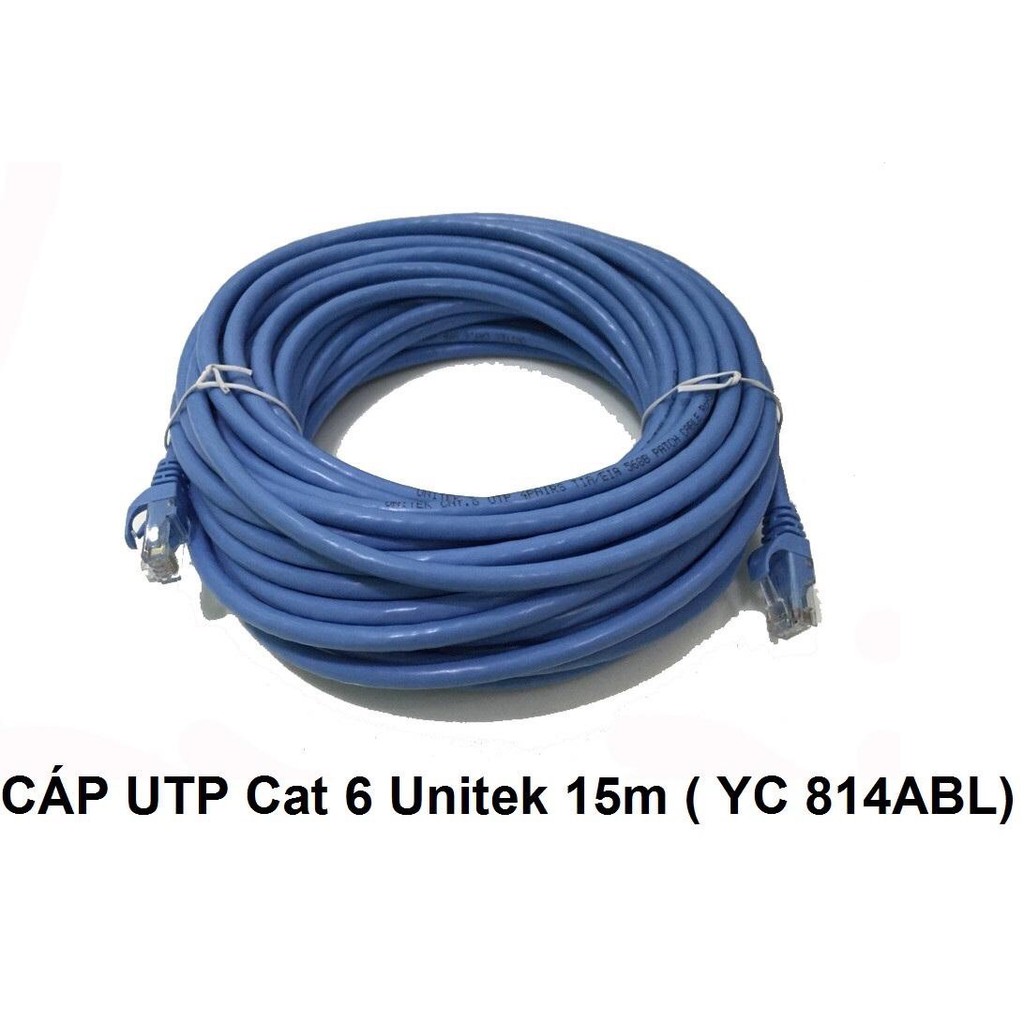 Cáp UTP Cat 6 Unitek 10m YC 813ABL, 15m YC 814ABL, Cáp mạng bấm sẵn 2 đầu đúc 10m YC 813ABL, 15m YC 15m YC 814ABL