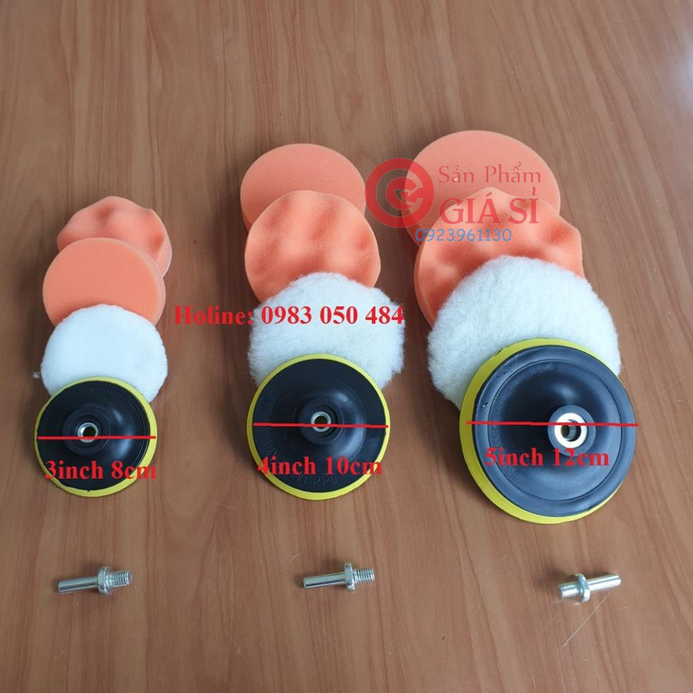 đế phớt bông lông cừu bông mút đánh bóng 3/4/5inch hàng cao cấp - đụng cụ đánh bóng xe hơi xóa vế bẩn và vết sước ❤️free