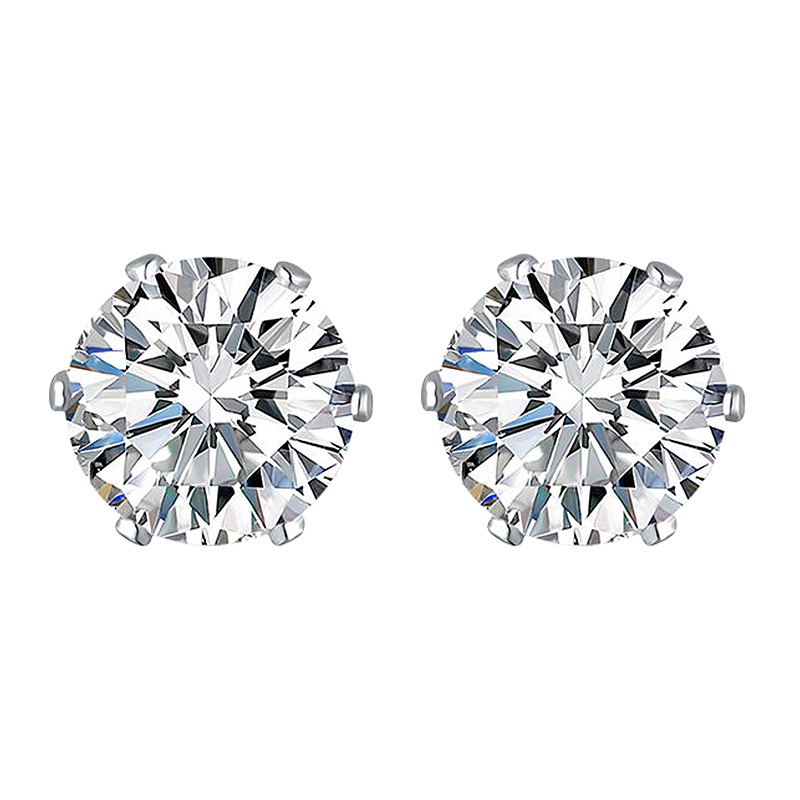 Khuyên Tai Thép Không Gỉ 3 Ngạnh Đính Đá Zircon Mini Đơn Giản Thời Trang