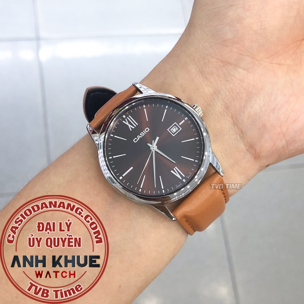 Đồng hồ nam dây da Casio chính hãng Anh Khuê MTP-V002L-5B3UDF (37mm)