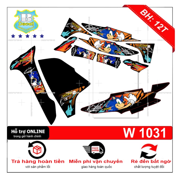 ( Quí khách vui lòng mang ra tiệm cho thợ dán ) Tem wave a 110 sonic đen