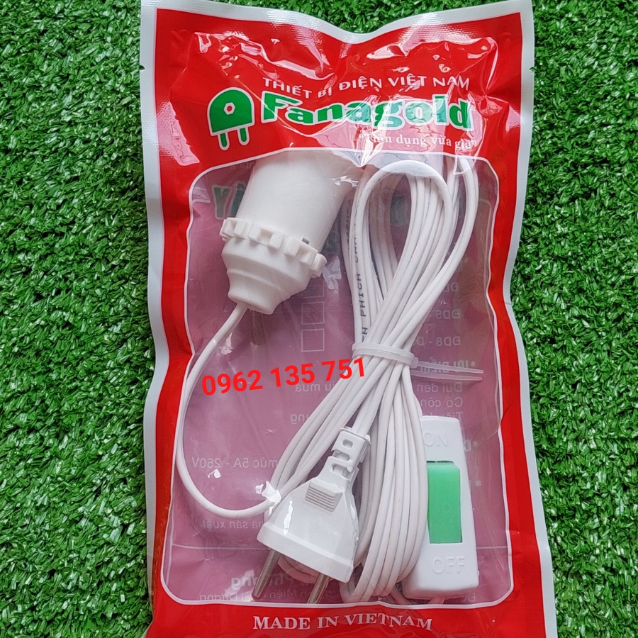 Dây đui đèn có công tắc E27 trắng 3m, 5m, 8m, 10m