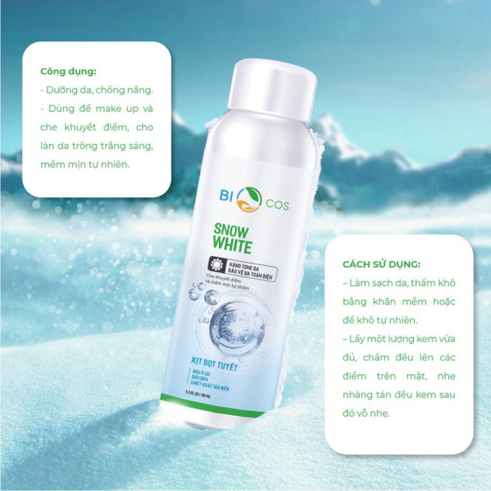 Xịt Khoáng Snow White BIO COSMETICS Làm Trắng Da Giúp Nâng Tone Và Bảo Vệ Da Toàn Diện 150 ml. | BigBuy360 - bigbuy360.vn