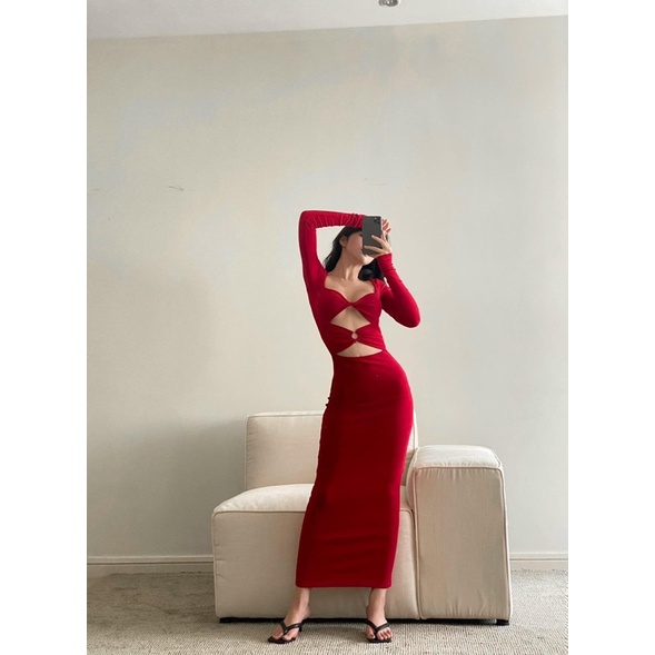 Đầm Dự Tiệc Ôm Body Gợi Cảm Dáng Dài, Váy Body Tay Dài Thun Gân Cao Cấp CAMY DRESS