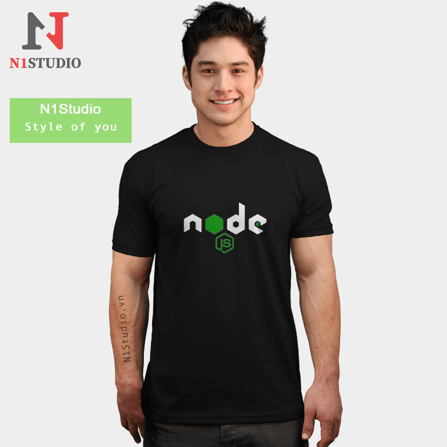 Áo thun unisex cổ tròn Nodejs javascript N1Studio vải Cotton dày dặn