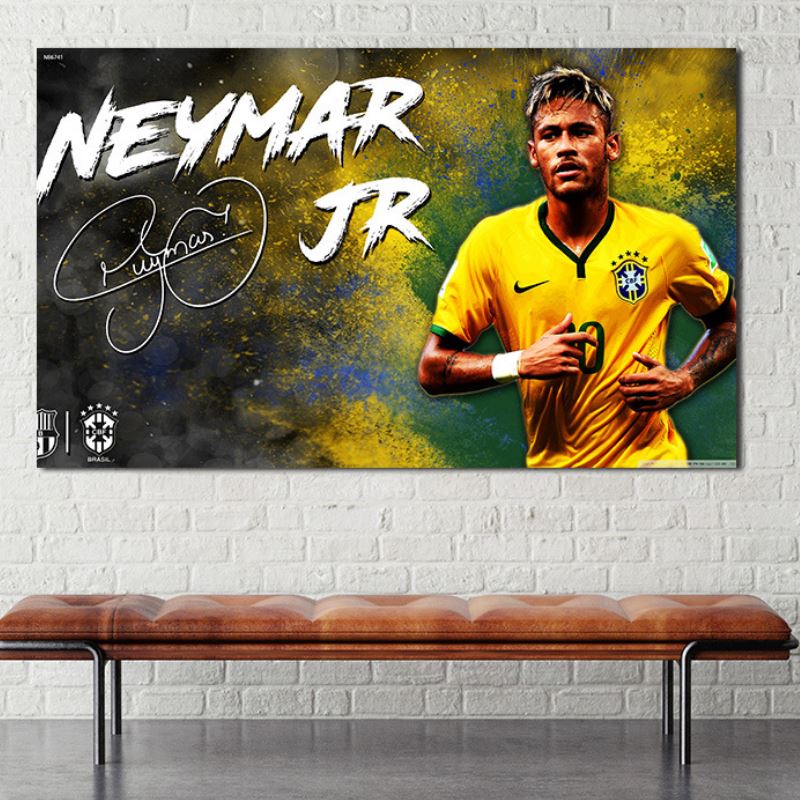 1 Giấy Dán Tường Trang Trí Hình Cầu Thủ Bóng Đá Neymar