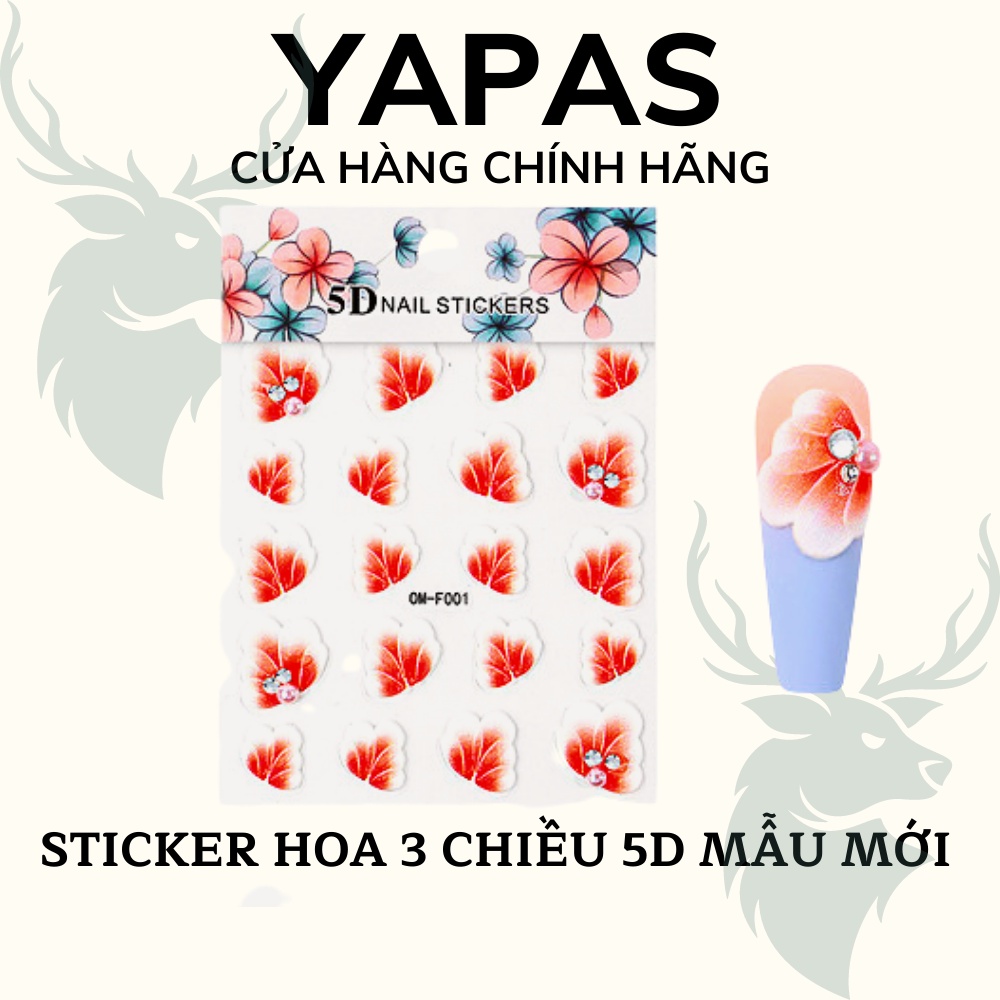 Sticker hoa nail 3D 5D , decal sticker dán móng tay hoa nổi 3 chiều đính đá phong cách Hoa Anh Đào trang trí móng