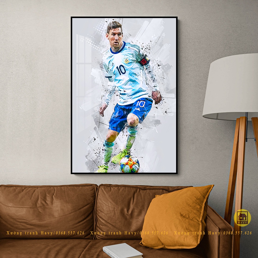 Tranh bóng đá treo tường, tranh MU, tranh Messi, Lewandowski, Henry, Salah, Ramos,... Chất liệu Mica gương cao cấp