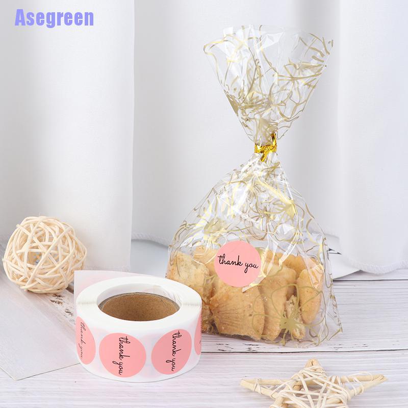 Cuộn 500 miếng dán chữ Thank You 1 inch màu hồng trang trí đa năng