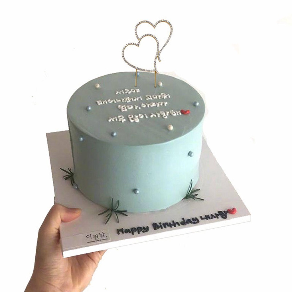 Cây Cắm Trang Trí Bánh Kem Hình Trái Tim Đôi Bằng Hợp Kim Lấp Lánh|Phụ Kiện Trang Trí Bánh Cupcake Lãng Mạn