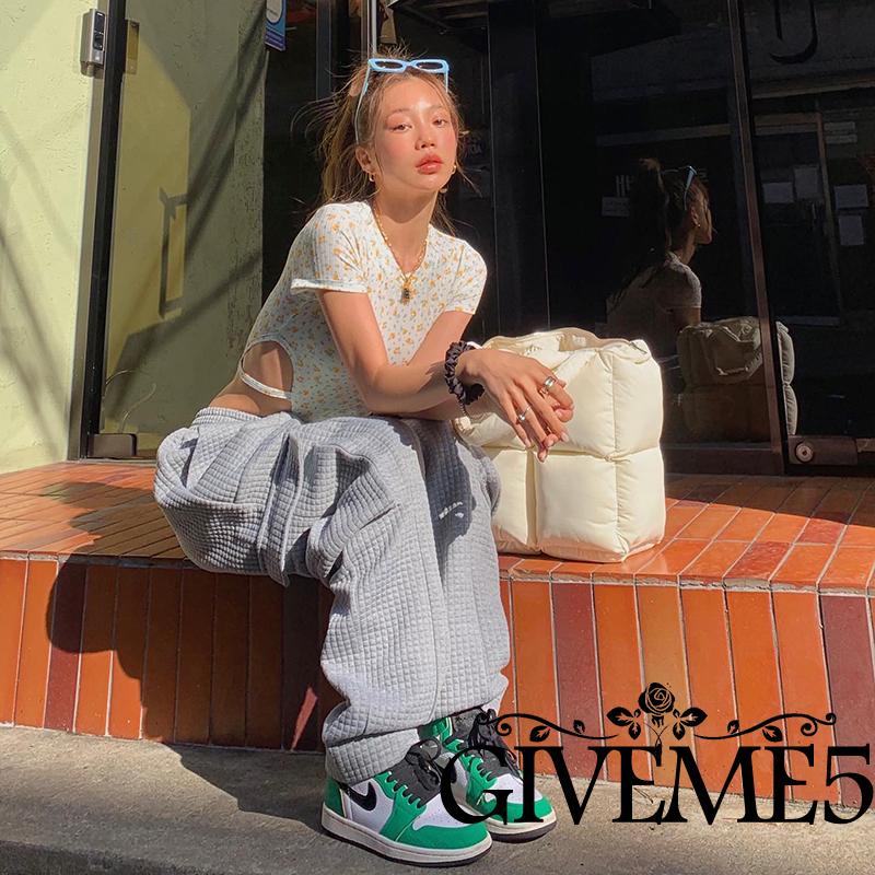 Bộ Áo Liền Quần Tay Ngắn Cổ Tròn Eo Cao In Hoa Thời Trang Cho Nữ