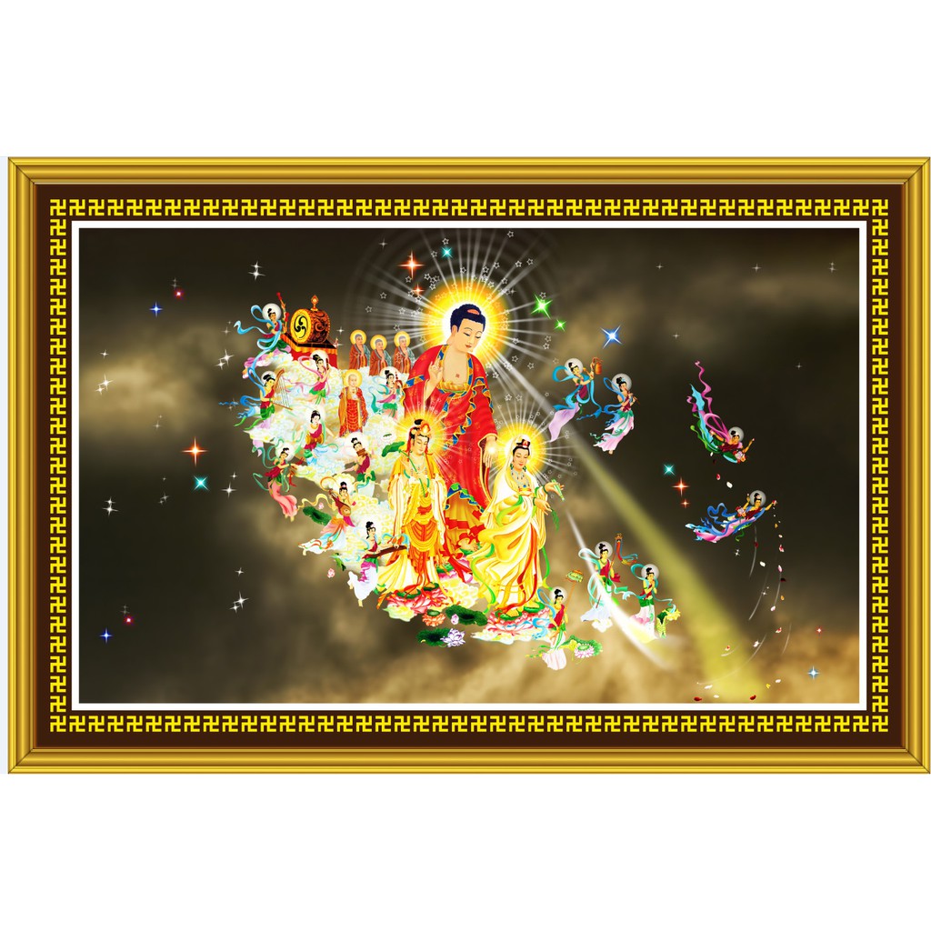 Tranh Tây Phương Tiếp Dẫn - in tranh trên vải  canvas kim sa cao cấp ko khung -khách hàng tự lồng khung