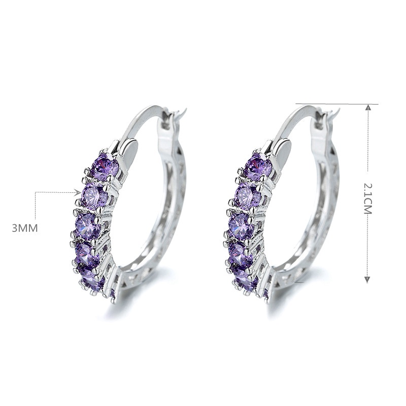 Khuyên tai dạng vòng đính đá zircon thời trang thanh lịch và đơn giản