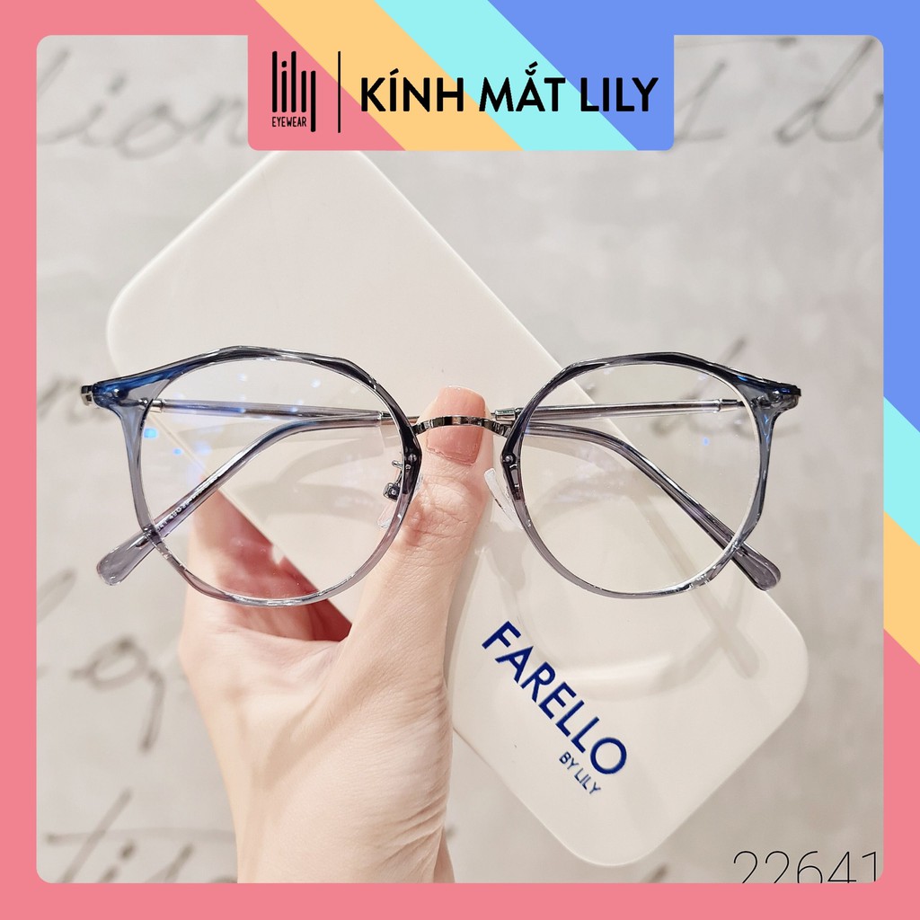 Kính mắt nữ cao cấp LILYEYEWEAR mắt tròn to cá tính càng kính mảnh màu sắc thời trang 22641