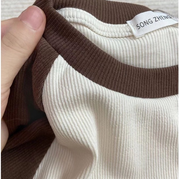 Áo thun ZHELIHANGFEI tay dài cổ tròn lưng cao gợi cảm cho nữ