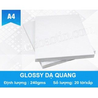 GIẤY GLOSSY DẠ QUANG A4 240G(XẤP 20 TỜ)