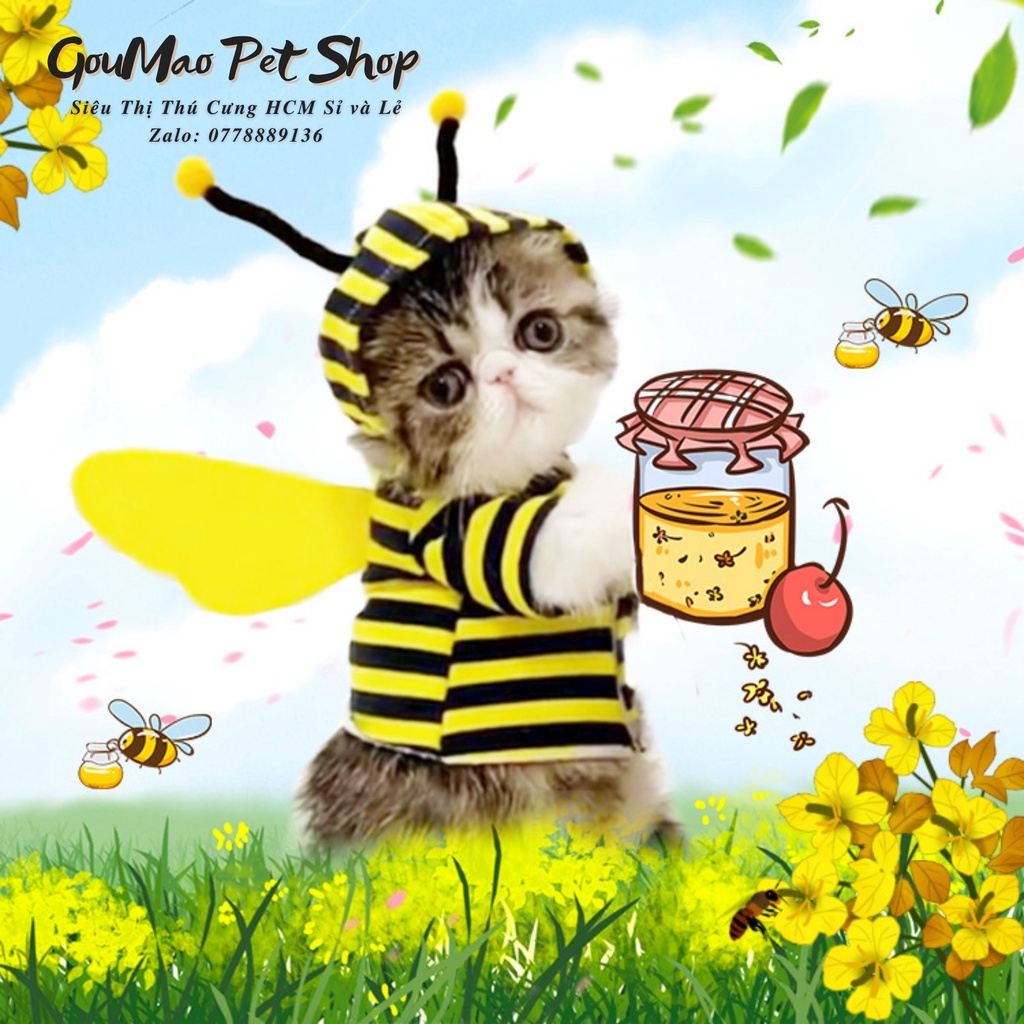 Áo hoodie con Ong Ong vàng dễ thương có nón cho thú cưng