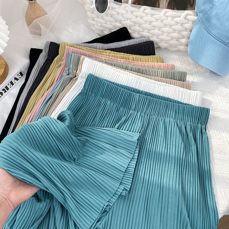 Quần lụa mát ống rộng xếp ly chống muỗi và nắng thời trang cho nữ