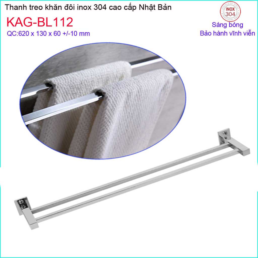 Thanh vắt khăn đơn Inox Kace, thanh treo khăn đôi Inox SUS304 Nhật Bản, vắt khăn tắm