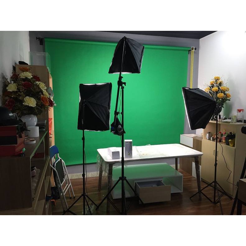 Bộ đèn studio chụp ảnh sản phẩm chân đèn 2m kèm Softbox 50x70 hỗ trợ sáng, Đui 4 bóng