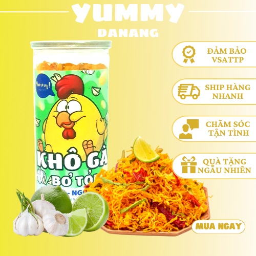 Đồ ăn vặt khô gà bơ tỏi xé cay 300g Yummy Ăn vặt Đà Nẵng | BigBuy360 - bigbuy360.vn