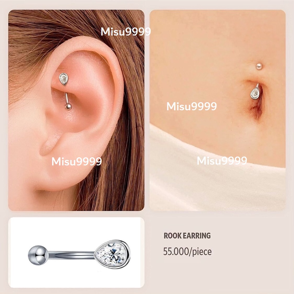 Khuyên rốn khuyên tai khuyên mày titan đính đá giọt