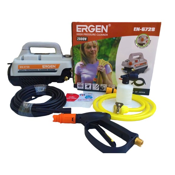 Máy rửa xe Ergen 2800w có chỉnh áp thế hệ mới 2020 tặng bình xit bọt tuyết và ống nói súng trị giá 90k