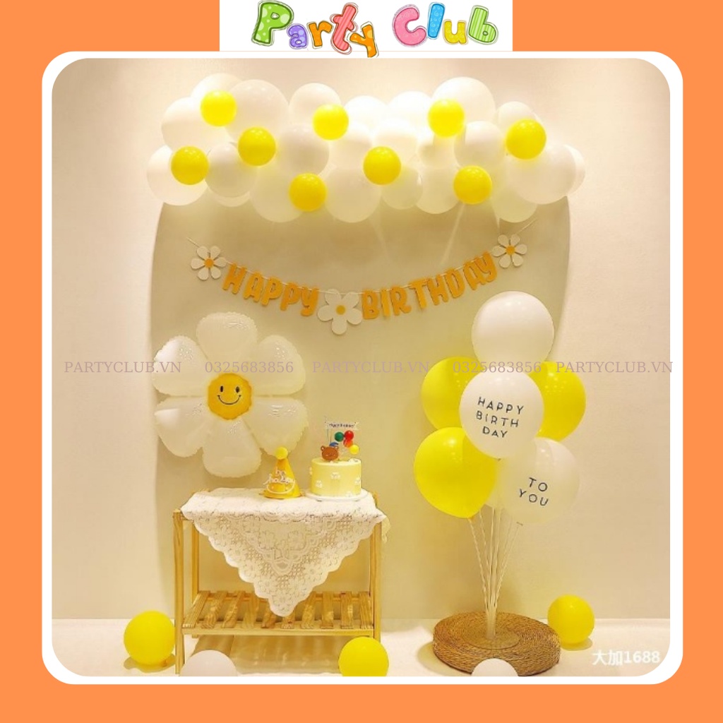Set bóng trang trí sinh nhật cho bé màu vàng mẫu mới