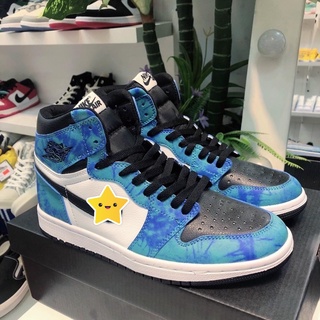 Giày thể thao jordan xanh loang nước biển, giày jd1 tie dye cao cổ nam nữ full Box bill hàng cao cấp