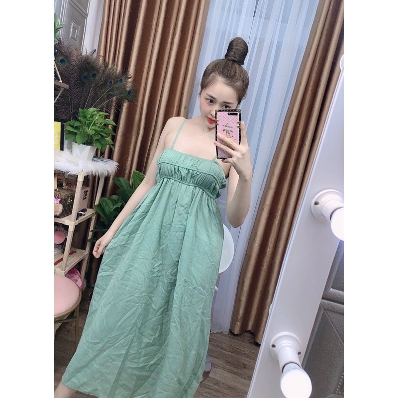 ĐẦM 2 dây from suông 😅đầm maxi đi biển, đầm bầu