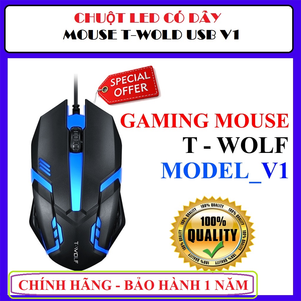 (Mới) Chuột Máy Tính Có Dây Mouse T-Wold Usb V1 Có 3 Phím Bấm - Chính Hãng Bảo Hành 1 Năm