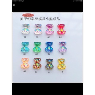 set gấu nhũ gắn móng siêu đáng yêu