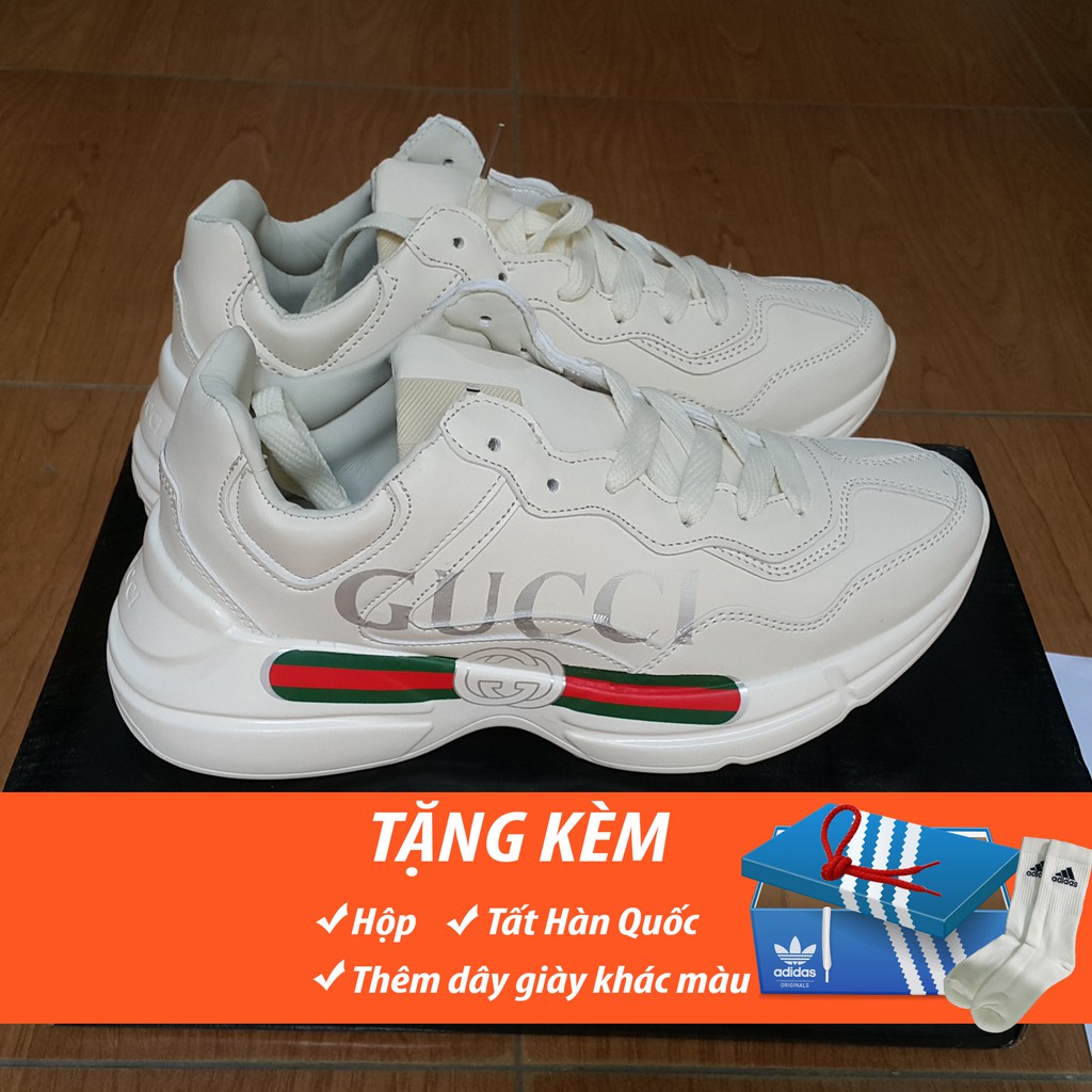 Giày trắng da mềm nam nữ logo bạc (ảnh thật, fullbox)