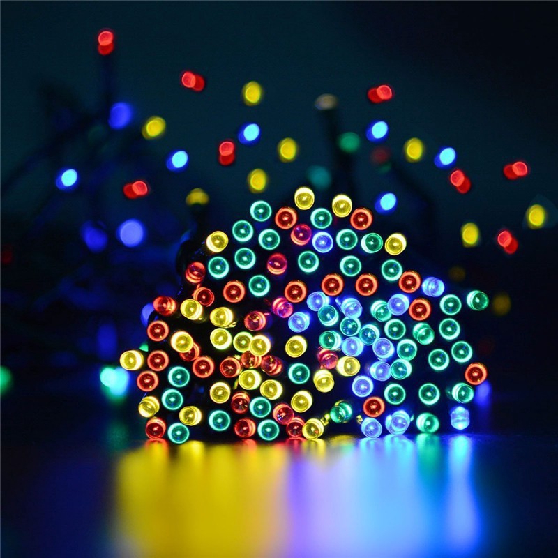 12M 100LED Bộ dây trang trí 12 đèn LED chống thấm nước chạy bằng năng lượng mặt trời