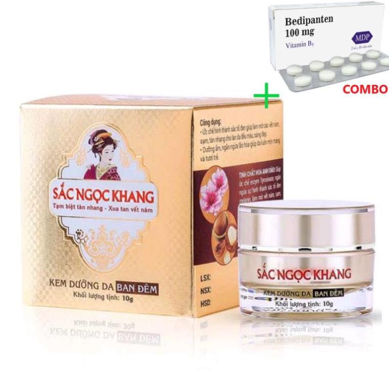 Combo Bedipanten 100mg +  Kem dưỡng da ban đêm Sắc Ngọc Khang 10g