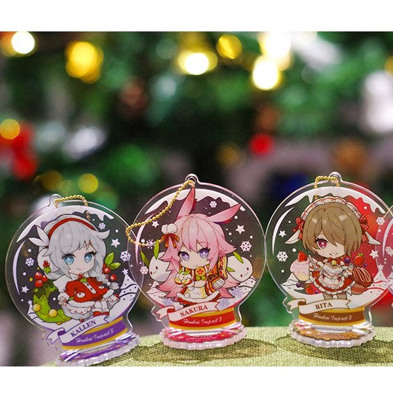 Mô hình Acrylic Standee Honkai Impact 3 Quả cầu thủy tinh Giáng Sinh Valkyrie X-mas anime