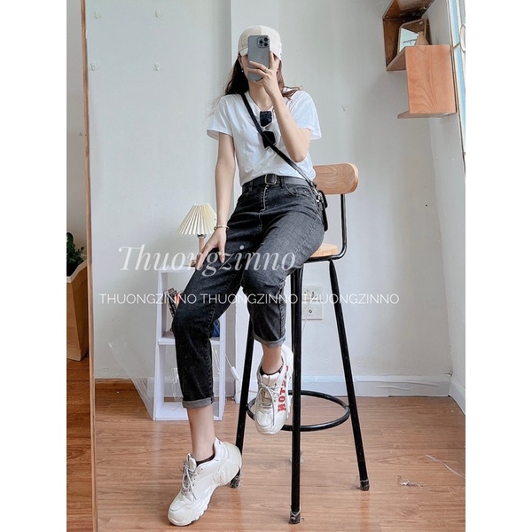 [HOT Baggy Rộng  ]Quần Jean Baggy ĐEN KHÓI ống to co dãn tốt cạp cao , quần bò Baggy chất Jean Quảng Châu siêu đẹp