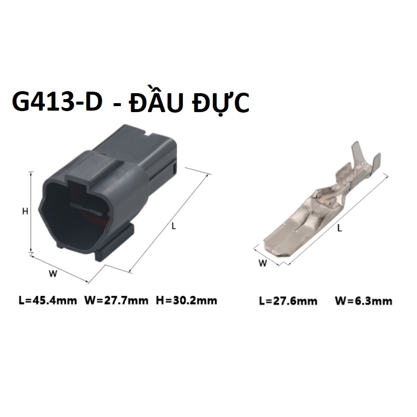 G413-Giắc cắm động cơ 3 lỗ 6.3mm màu đen