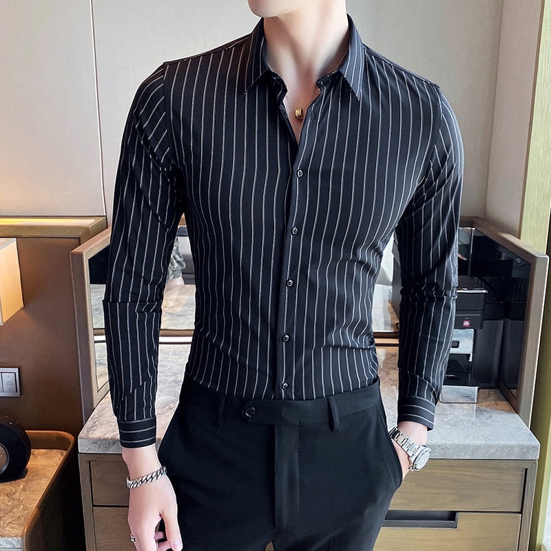 Áo sơ mi nam kẻ sọc form hàn công sở