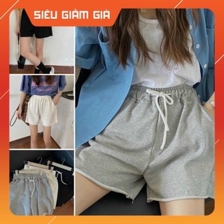 Quần Sọt Nữ, Quần Đùi Nữ Vải Thun Da Cá Cạp Cao Dây Rút Thể Thao Xịn