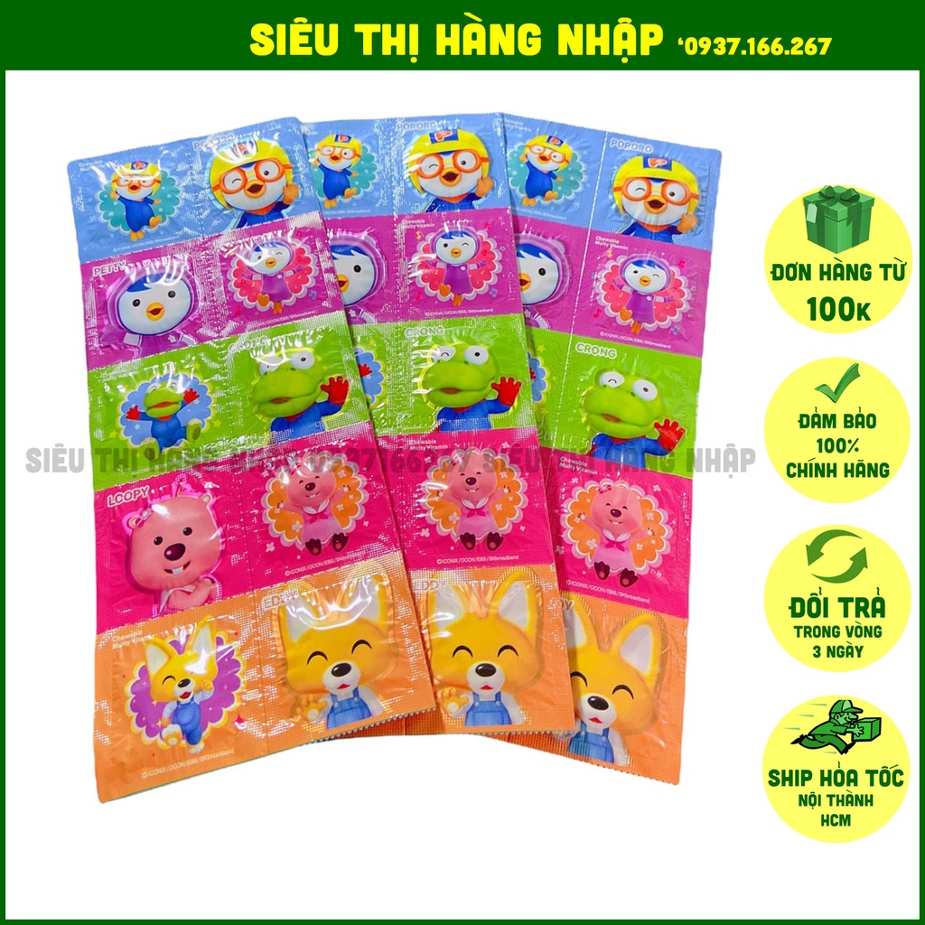 [Hộp 250 viên] Kẹo vitamin C &amp; D Pororo Bebe Morin Hàn Quốc cho bé