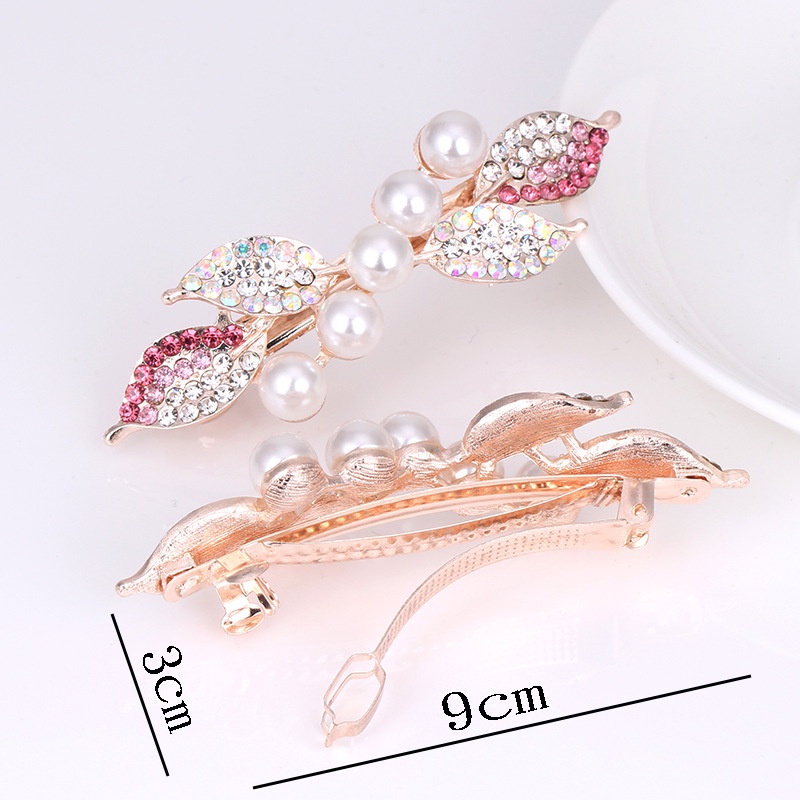 Kẹp tóc MANYUE hình nơ đính ngọc trai thời trang Hàn Quốc