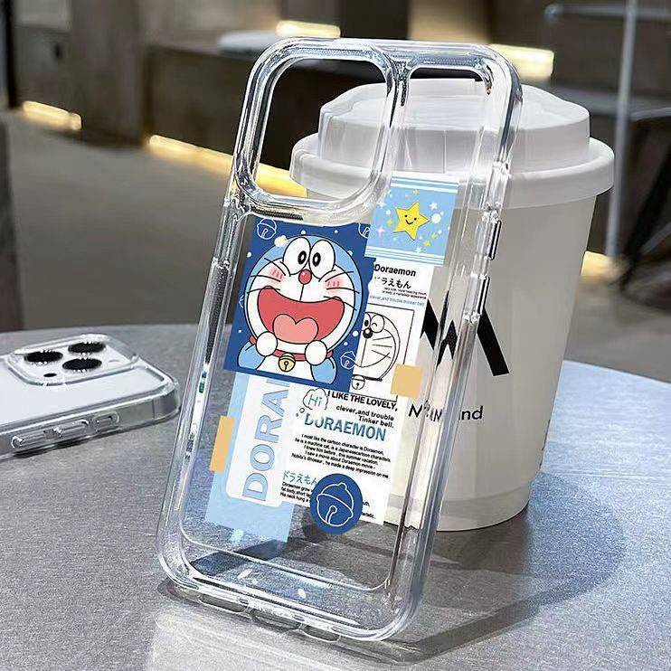 Ốp điện thoại trong suốt chống rơi hình Doraemon thích hợp cho iphone 13/12Pro/11/X/XR 78P mAMT